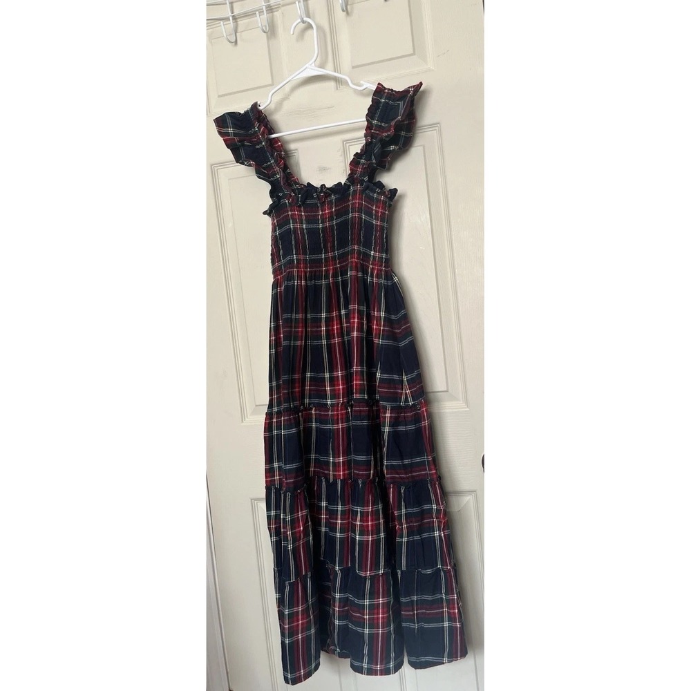Hill House Home Ellie Nap Dress Tartan Plaid Smocked Navy Women's XS Coastal - Picture 2 of 12